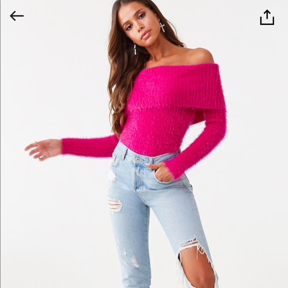 Forever 21 Sweaters - Forever fuzzy off the shoulder sweater